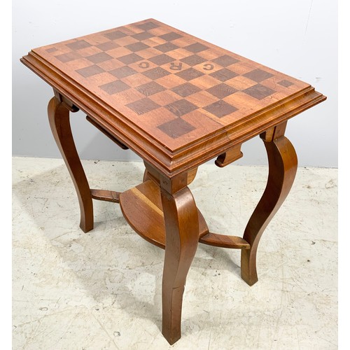 611 - CHEQUERED TOPPED SIDE TABLE 62cm x 43cm