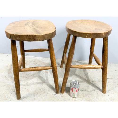 716 - 2 WOODEN KITCHEN STOOLS 45cm TALL