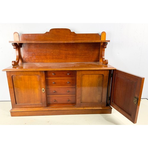 689 - VICTORIAN MAHOGANY TABLE/WALL CABINET/WELLINGTON CHEST OF DRAWERS HIDDEN BY SLIDING DOOR (KEY WITH A... 