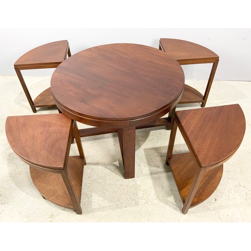 601 - CIRCULAR OCCASIONAL TABLE 77cm DIAMETER WITH A NEST OF 4 TRIANGULAR TABLES