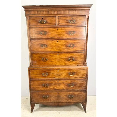 643 - MAHOGANY CHEST ON CHEST WITH 2 OVER 3 DRAWERS OVER 3 LONG DRAWERS