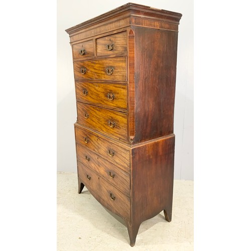 643 - MAHOGANY CHEST ON CHEST WITH 2 OVER 3 DRAWERS OVER 3 LONG DRAWERS