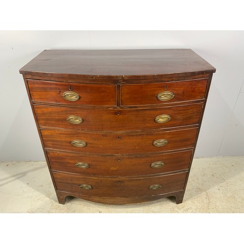 655 - MAHOGANY BOW FRONT CHEST OF 2 OVER 4 DRAWERS  WIDTH 105cm