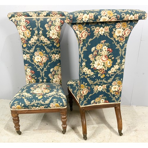 709 - PAIR OF PRIE DEAU CHAIRS WITH FLORAL UPHOLSTERY