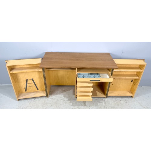 570 - STYLISH CABINET / STUDENT DESK OPENED WIDTH 218cm