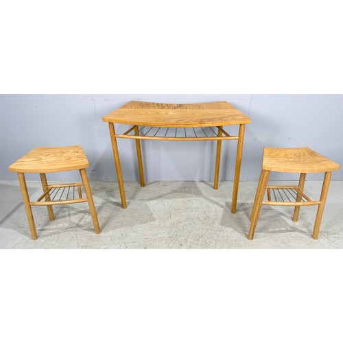 610 - SET OF 3, LATE CENTURY, BLOND OCCASIONAL TABLES