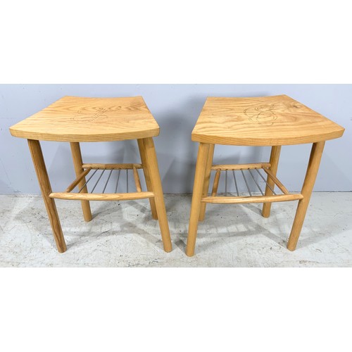 610 - SET OF 3, LATE CENTURY, BLOND OCCASIONAL TABLES