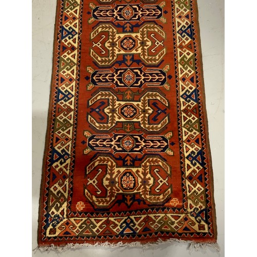 724 - PERSIAN TRADITIONAL RUST COLOURED HAND KNOTTED RUNNER APPROX 291X78