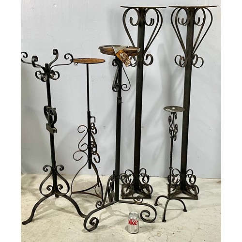 370 - 6 WROUGHT IRON CHURCH CANDLE STANDS