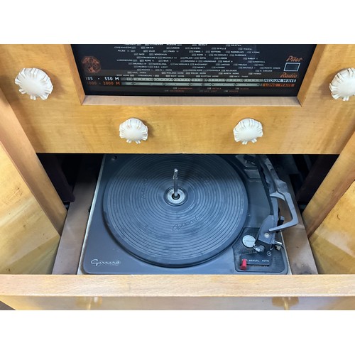 459 - ART DECO WALNUT CASED PILOT RADIOGRAM WITH GARRARD TURNTABLE