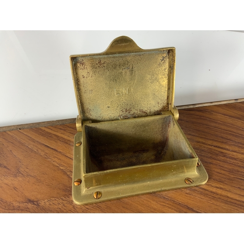 235 - A HYBRID SHELF WITH BRASS ASHTRAY MARKED LNER, AND TWO SHELF BRACKETS, ON APPEARS MARKED BR(E) APPRO... 