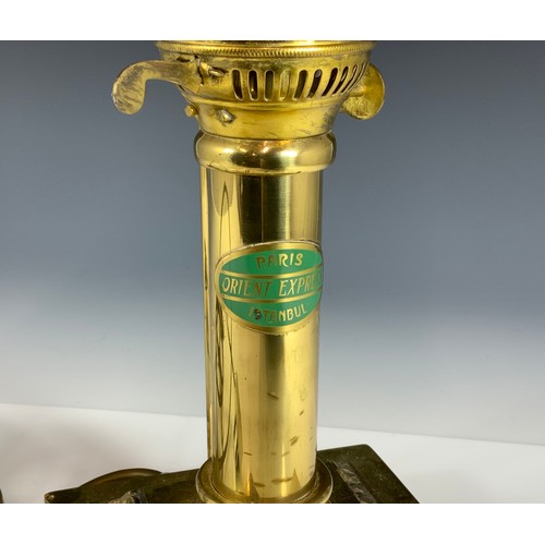 262 - REPRO VSOE ORIENT EXPRESS BRASS TABLE LAMP, APPROX 50 CM TALL