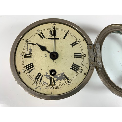 252 - G.P.O. CHROME PLATED BRASS CASED DRUM CLOCK, MARKED 1 GPO ACE 52/3 ON REAR