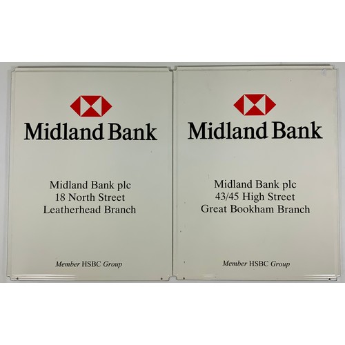 5 - TWO MODERN ENAMEL MIDLAND BANK (HSBC) BRANCH WALL SIGNS, FOR BRANCHES IN LEATHERHEAD & GREAT  BOOKHA... 