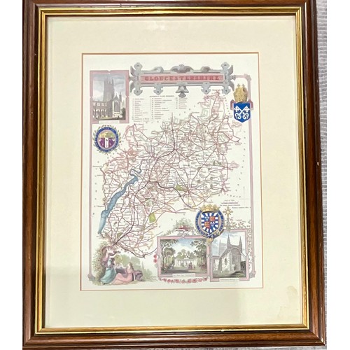 62 - SIX FRAMED COUNTY MAPS INC. LOCAL COUNTIES HEREFORDSHIRE, WORCESTERSHIRE AND GLOUCESTERSHIRE