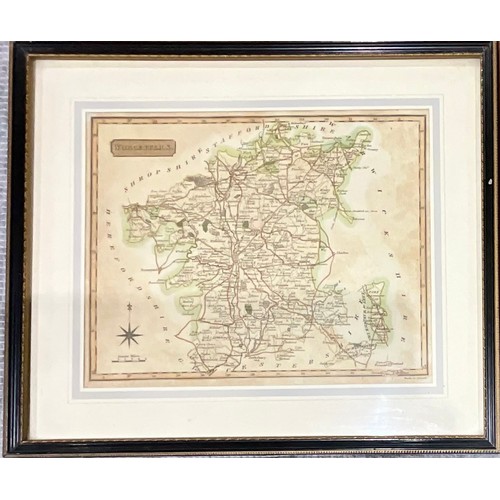 62 - SIX FRAMED COUNTY MAPS INC. LOCAL COUNTIES HEREFORDSHIRE, WORCESTERSHIRE AND GLOUCESTERSHIRE