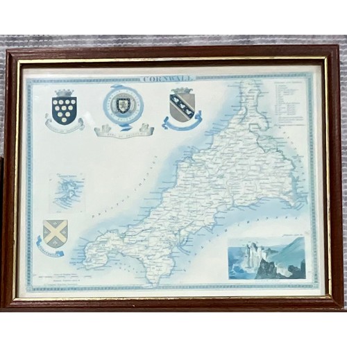 62 - SIX FRAMED COUNTY MAPS INC. LOCAL COUNTIES HEREFORDSHIRE, WORCESTERSHIRE AND GLOUCESTERSHIRE