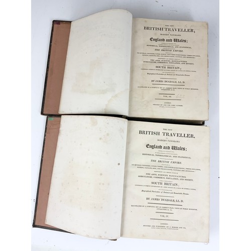 72 - 4 LEATHER BOUND VOLUMES OF  BRITISH TRAVELLER BY JAMES DUGDALE