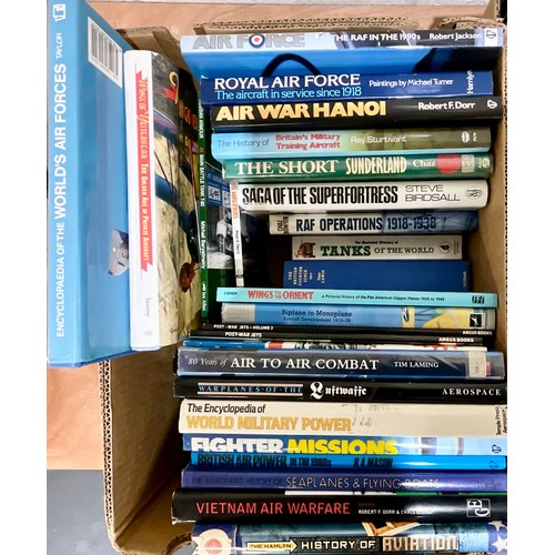 94 - GOOD SELECTION OF MILITARY AND OTHER AIRCRAFT RELATED BOOKS. TWO LARGE BOXES