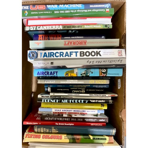 95 - GOOD SELECTION OF MILITARY AIRCRAFT RELATED BOOKS. TWO BOXES