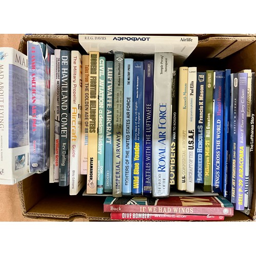 98 - GOOD SELECTION OF MILITARY AND CIVIL AIRCRAFT RELATED BOOKS. TWO BOXES