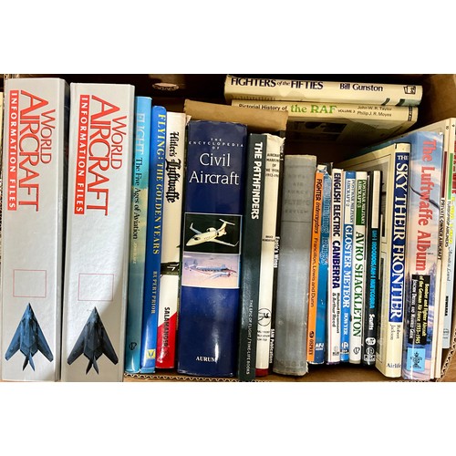 98 - GOOD SELECTION OF MILITARY AND CIVIL AIRCRAFT RELATED BOOKS. TWO BOXES