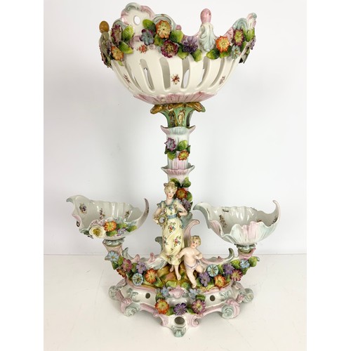 107 - TWO  CONTINENTAL PORCELAIN FIGURAL CENTRE PIECES A/F