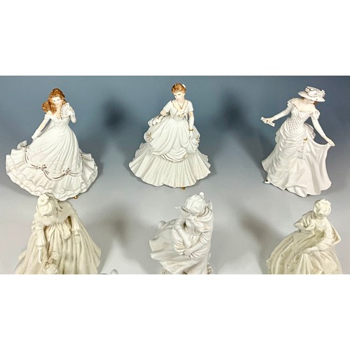 117 - THREE ROYAL WORCESTER SPECIAL OCCASION GOLDEN MOMENTS FIGURINES T/W A NUMBER OF ROYAL WORCESTER BLAN... 