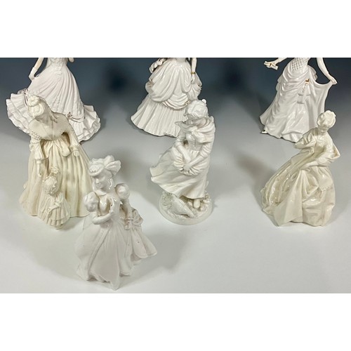 117 - THREE ROYAL WORCESTER SPECIAL OCCASION GOLDEN MOMENTS FIGURINES T/W A NUMBER OF ROYAL WORCESTER BLAN... 