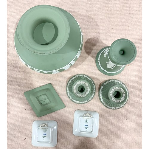 143 - QUANTITY OF GREEN JASPERWARE, TWO ROYAL COPENHAGEN DISHES