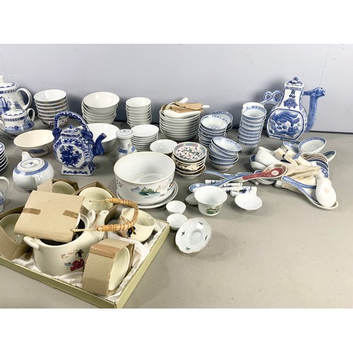 165 - VERY LARGE QUANTITY OF ORIENTAL TEA WARE INC TEA BOWLS 2 TRAYS