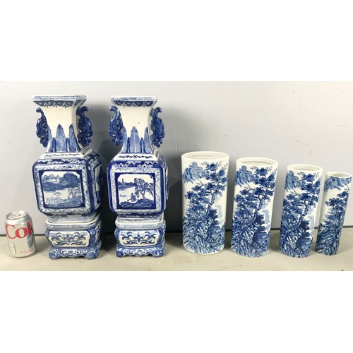 171 - ORIENTAL BLUE & WHITE VASES , JARDINIÈRES ETC TALLEST 42cm