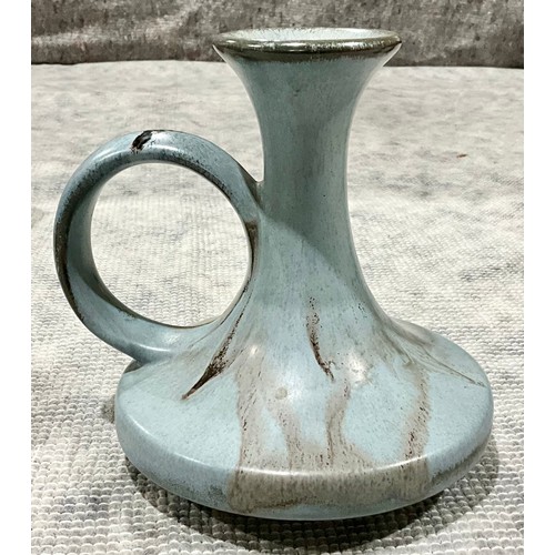 181 - U-KERAMIK WEST GERMANY 1809/25 PITCHER, BLUE GREY STUDIO POTTERY CANDLE HOLDER, VINTAGE LOVATT LANGL... 