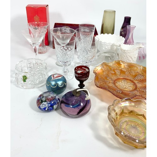 223 - QUANTITY OF MISC. GLASSWARE INCLUDING  WATERFORD BOWL PRESS GLASS, ROYAL BRIERLY CRYSTAL, CAITHNESS ... 