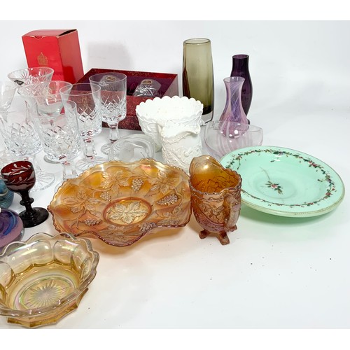 223 - QUANTITY OF MISC. GLASSWARE INCLUDING  WATERFORD BOWL PRESS GLASS, ROYAL BRIERLY CRYSTAL, CAITHNESS ... 