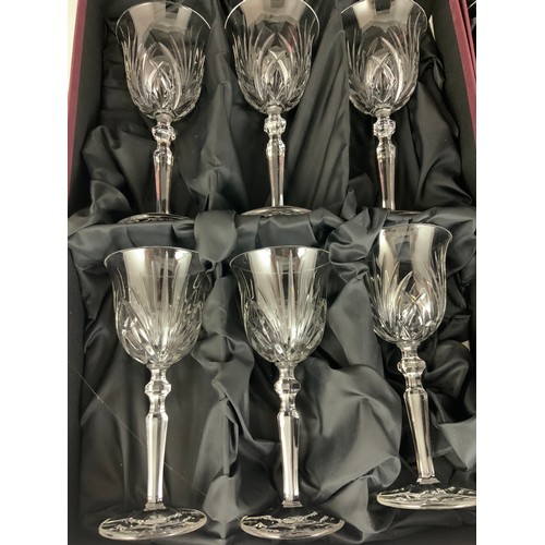 232 - 2 BOXED SET OF 6 STUART  CRYSTAL GLASS RED HOUSE COLLECTION WINE GOBLETS