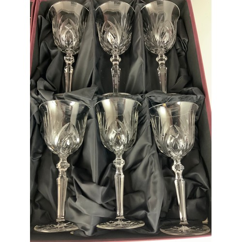 232 - 2 BOXED SET OF 6 STUART  CRYSTAL GLASS RED HOUSE COLLECTION WINE GOBLETS