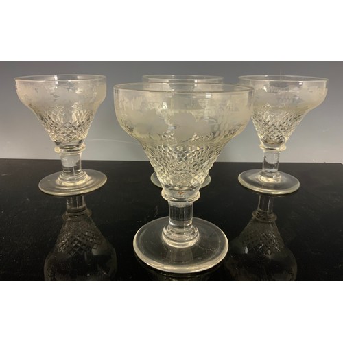 234 - GOOD QUALITY DRINKING GLASSES INC  ETCHED GRAPE & WINE , 4 WHISKEY TUMBLERS