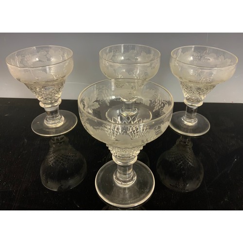 234 - GOOD QUALITY DRINKING GLASSES INC  ETCHED GRAPE & WINE , 4 WHISKEY TUMBLERS