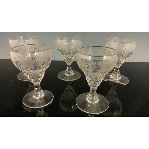 234 - GOOD QUALITY DRINKING GLASSES INC  ETCHED GRAPE & WINE , 4 WHISKEY TUMBLERS