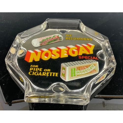 233 - GLASSWARE INC  NOSEGAY  CIGARETTES ADVERTISING TRAY, VASES ETC