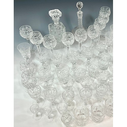 248 - MISC. CRYSTAL GLASSWARE INC. SUITE OF DRINKING GLASSES AND 2 DECANTERS