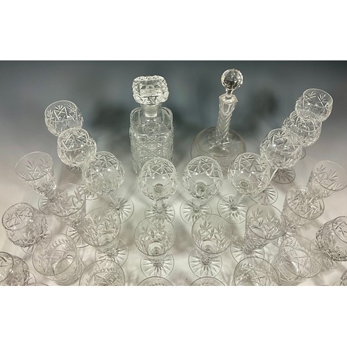 248 - MISC. CRYSTAL GLASSWARE INC. SUITE OF DRINKING GLASSES AND 2 DECANTERS