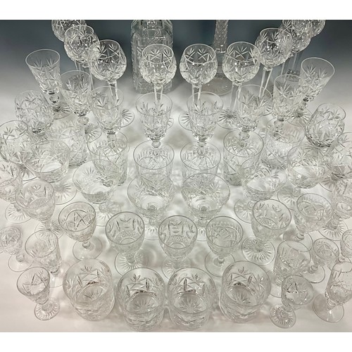 248 - MISC. CRYSTAL GLASSWARE INC. SUITE OF DRINKING GLASSES AND 2 DECANTERS