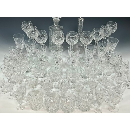 248 - MISC. CRYSTAL GLASSWARE INC. SUITE OF DRINKING GLASSES AND 2 DECANTERS