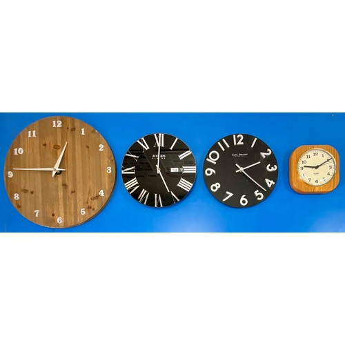 256 - 4 WALL CLOCKS INC. CARL JORGEN, JONES AND ALLIBERT. Largest Approx. 45cm Dia.