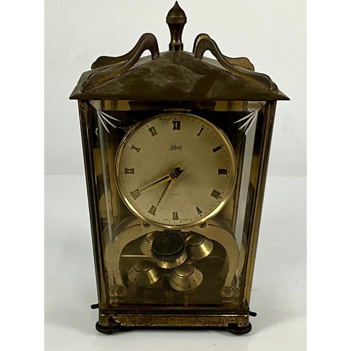 253 - MID CENTURY CLOCKS - 555 DECO, BARONEL OF LONDON ONYX CARRIAGE AND 2 BRASS PILLAR UNDER GLASS CLOCKS... 