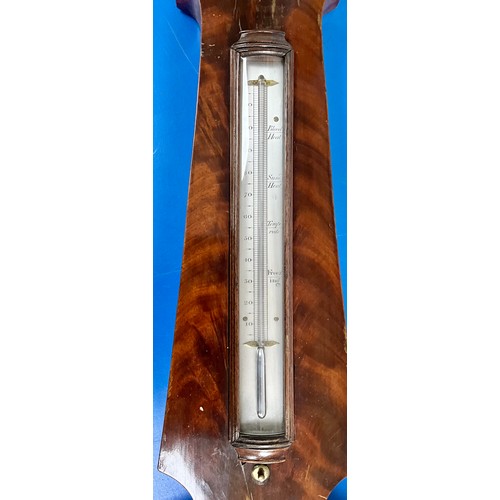 258 - GEORGE IV MAHOGANY WHEEL BAROMETER WITH A 25CM SILVERED REGISTER SIGNED R. ADIE, LIVERPOOL ABOVE A H... 