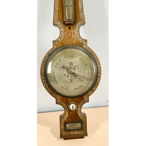 259 - MOTHER OF PEARL INLAID BANJO BAROMETER