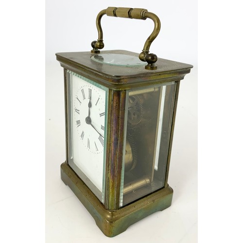 254 - FRENCH FOUR GLASS CARRIAGE CLOCK